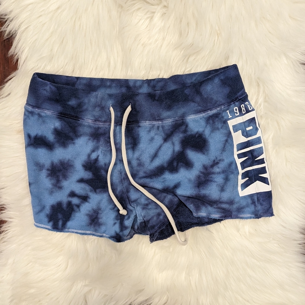 PINK Victoria's Secret Sweat Shorts Black and Blue Tie Dye